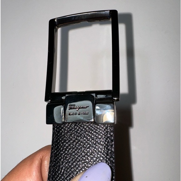 Salvatore Ferragamo Gancini keeper reversible adjustable belt black/brown 34 NWT - Picture 7 of 11